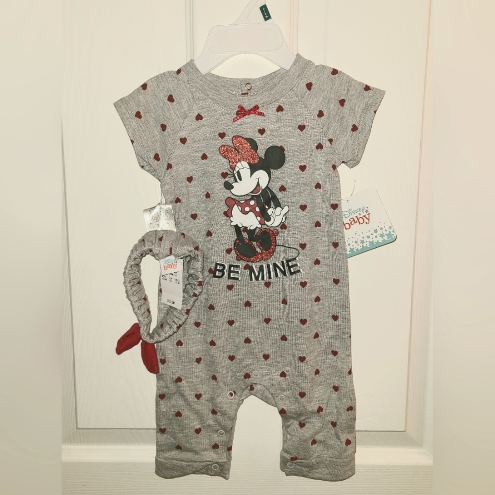 Disney Minnie Mouse Be Mine 2 Pc Romper & Headband